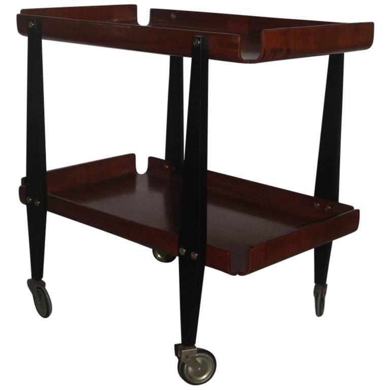 Bar Cart Carlo Ratti Curved Wood Mid Century Italian Design