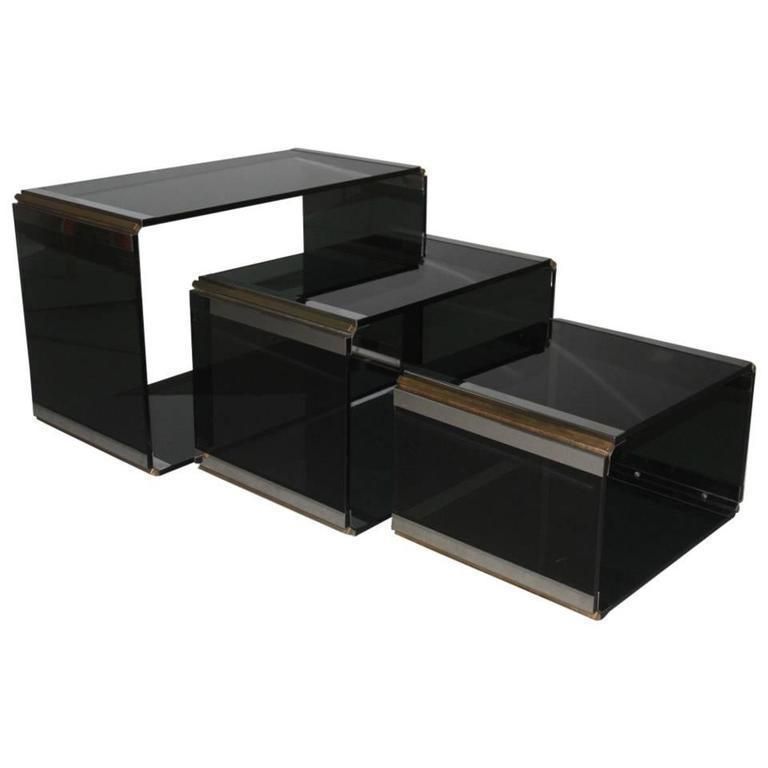 Stainless Steel Coffee Tables And Romeo Rega Design Brass, 1970