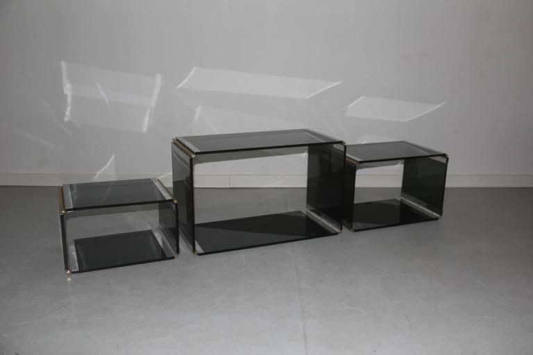 Stainless Steel Coffee Tables And Romeo Rega Design Brass, 1970 photo vinterior