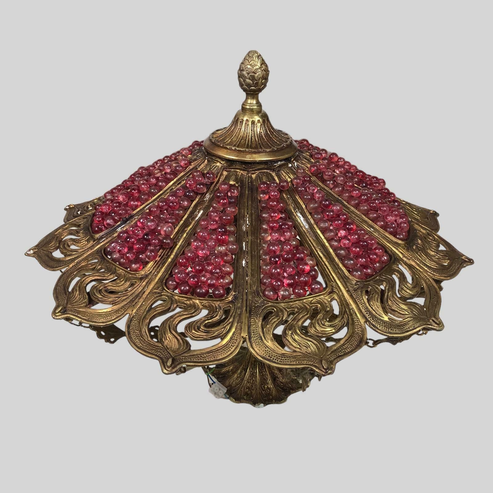 Lighting Murano Bohemian Gilt Bronze Cranberry Huge Chandelier photo