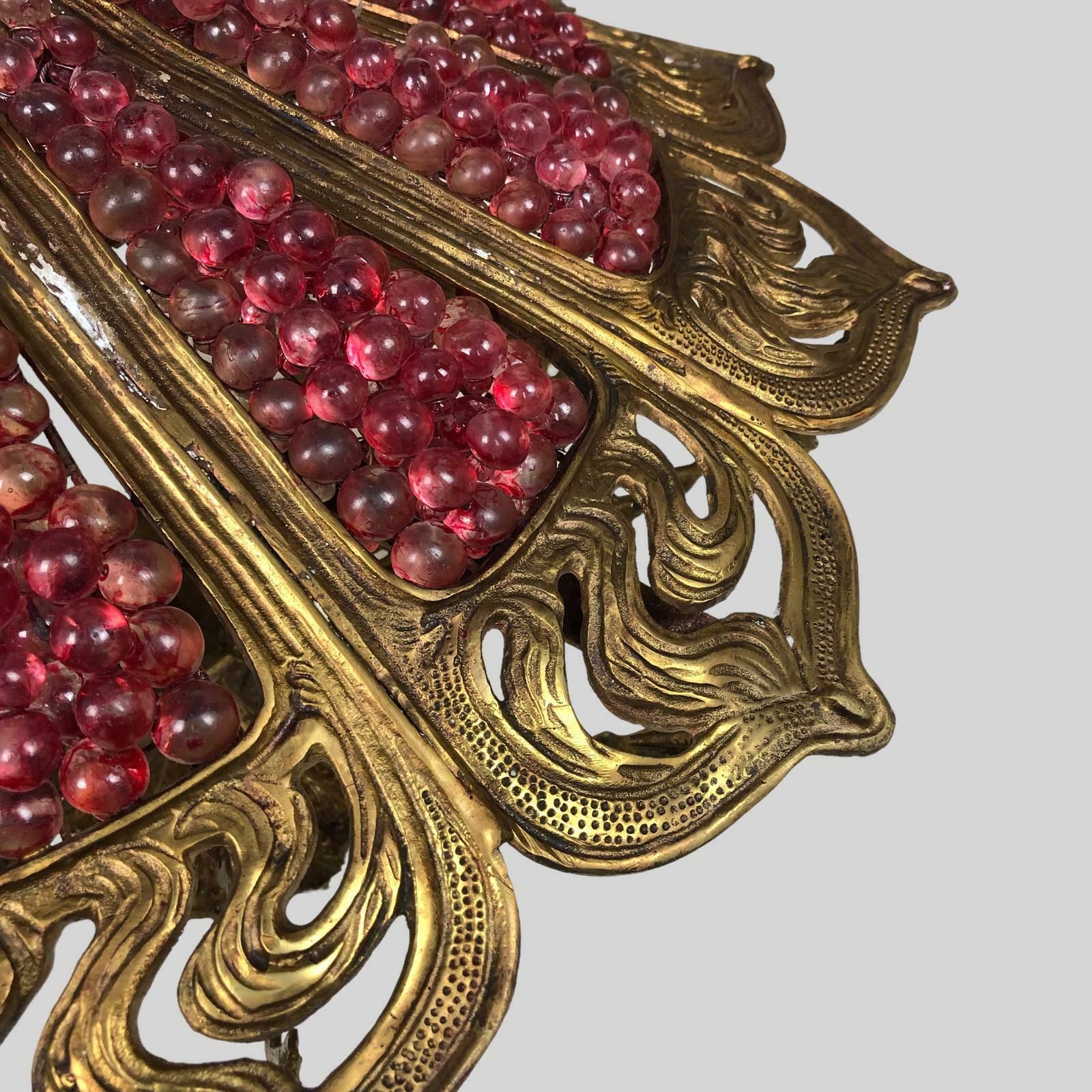 photo vinterior Murano Bohemian Gilt Bronze Cranberry Huge Chandelier