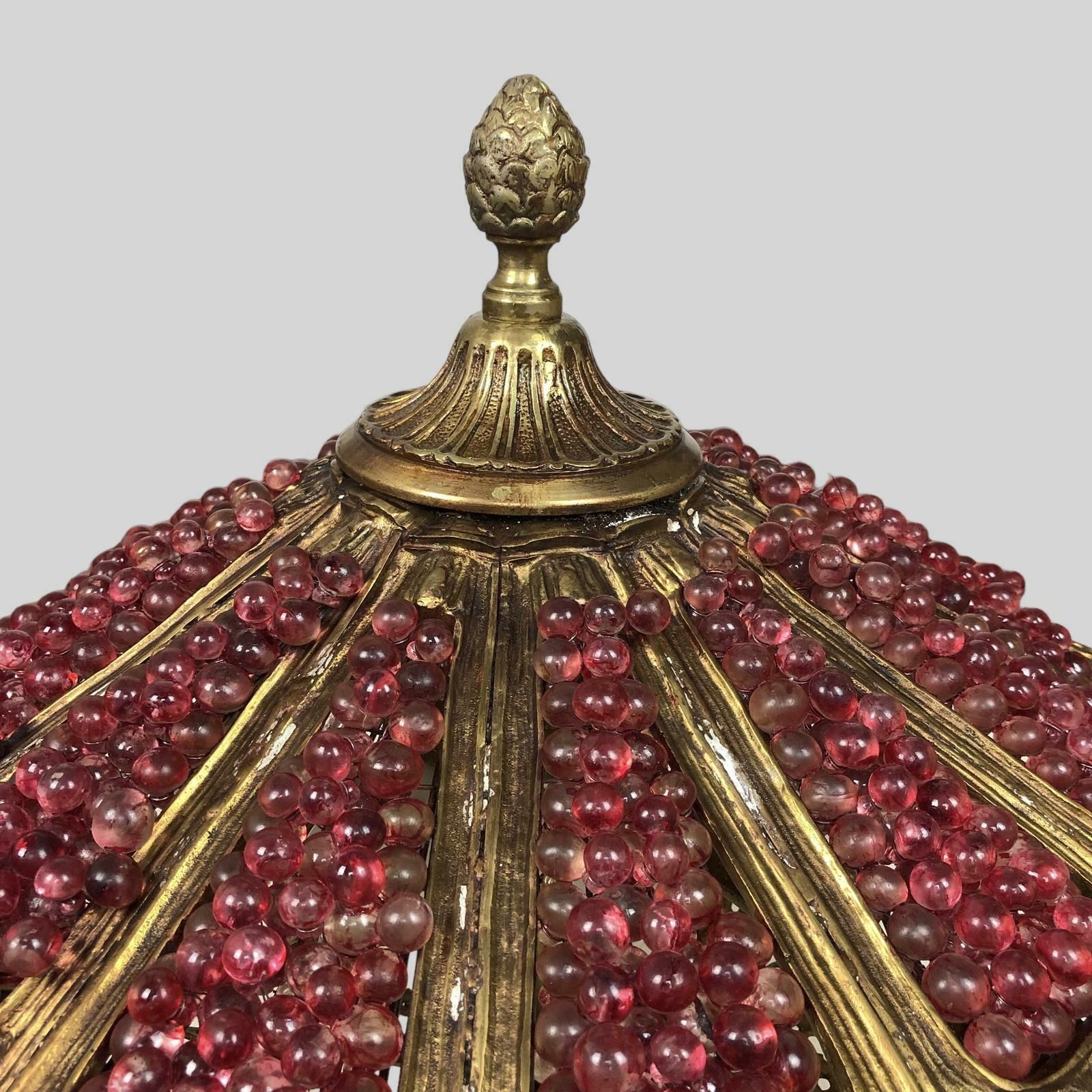 photo vintage Murano Bohemian Gilt Bronze Cranberry Huge Chandelier