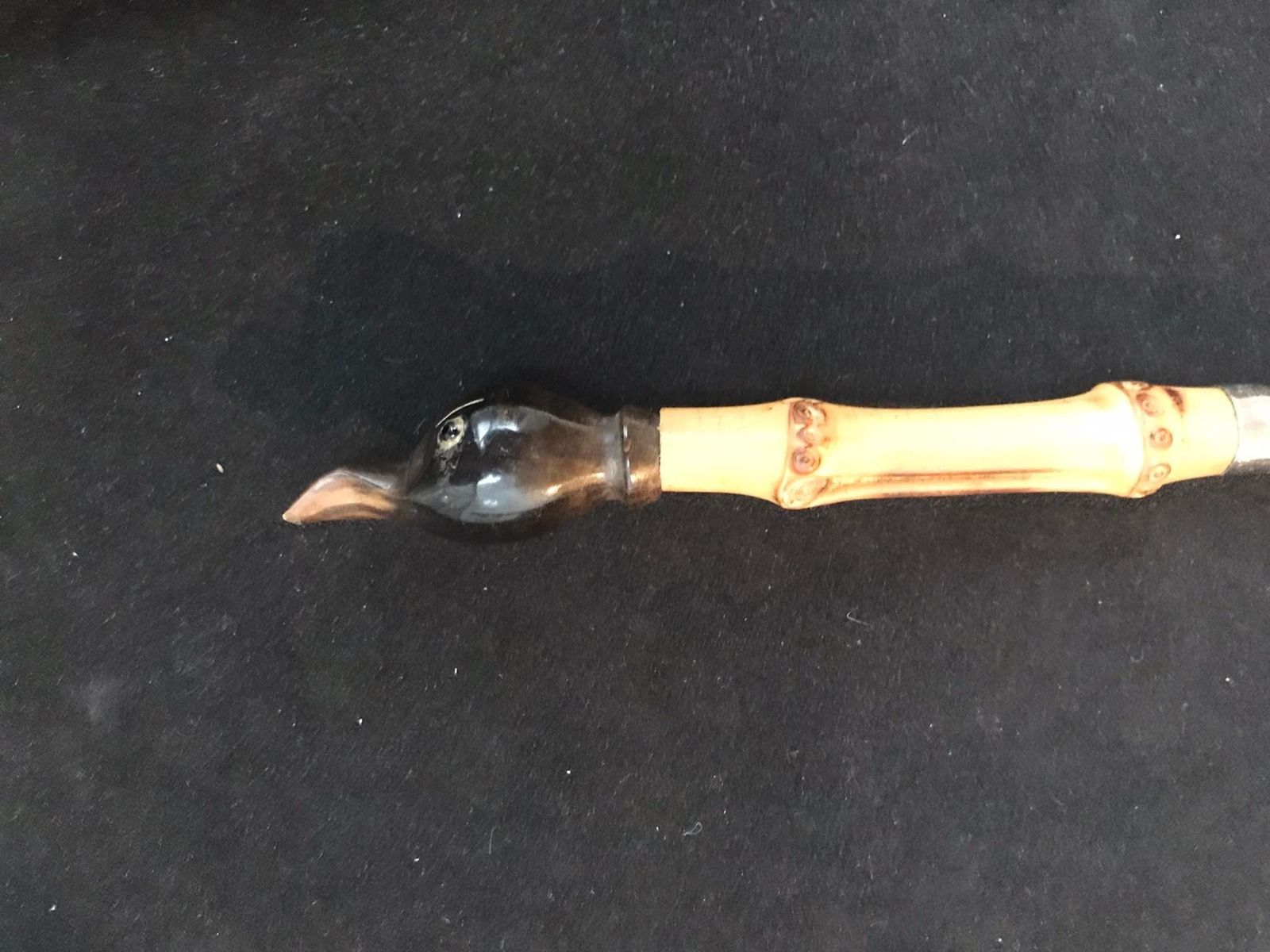 Flessenopener Antiek Met Hoornen Eendenkop – Mid Century, Bamboegreep, Jaren 1930, Tiki Bar Decoratie photo vintage