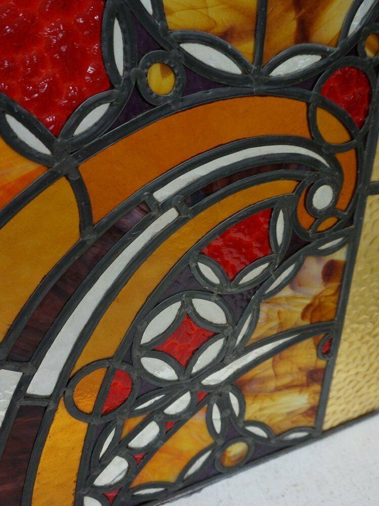 photo buy Large Art Deco Architectural Stained Glass Window Panels, 1920s, Set Of 12