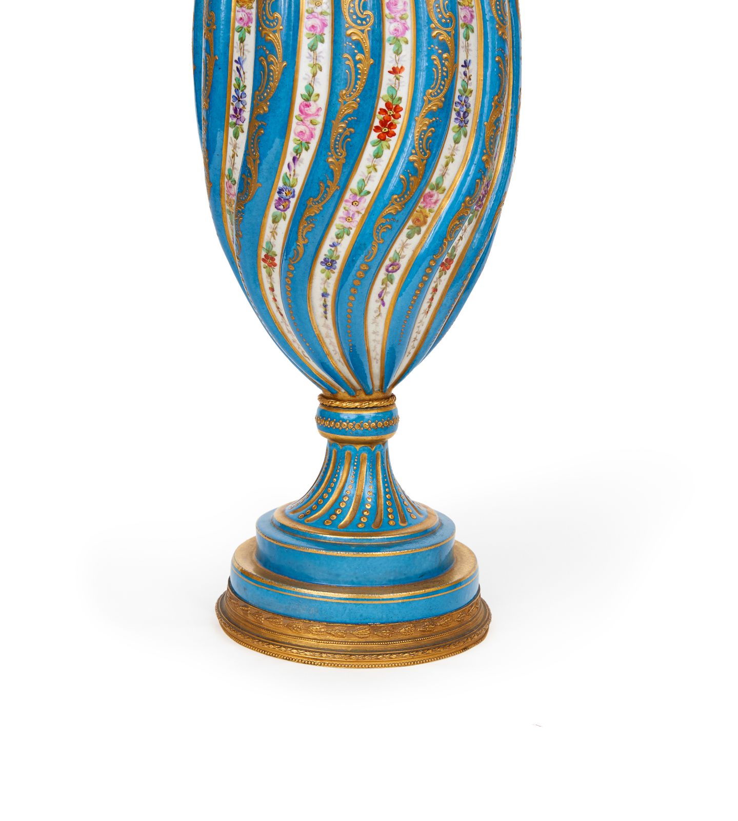 A 19th Century Sevres Style Porcelain Vase And Cover With Gilt Metal Mounted photo for sale