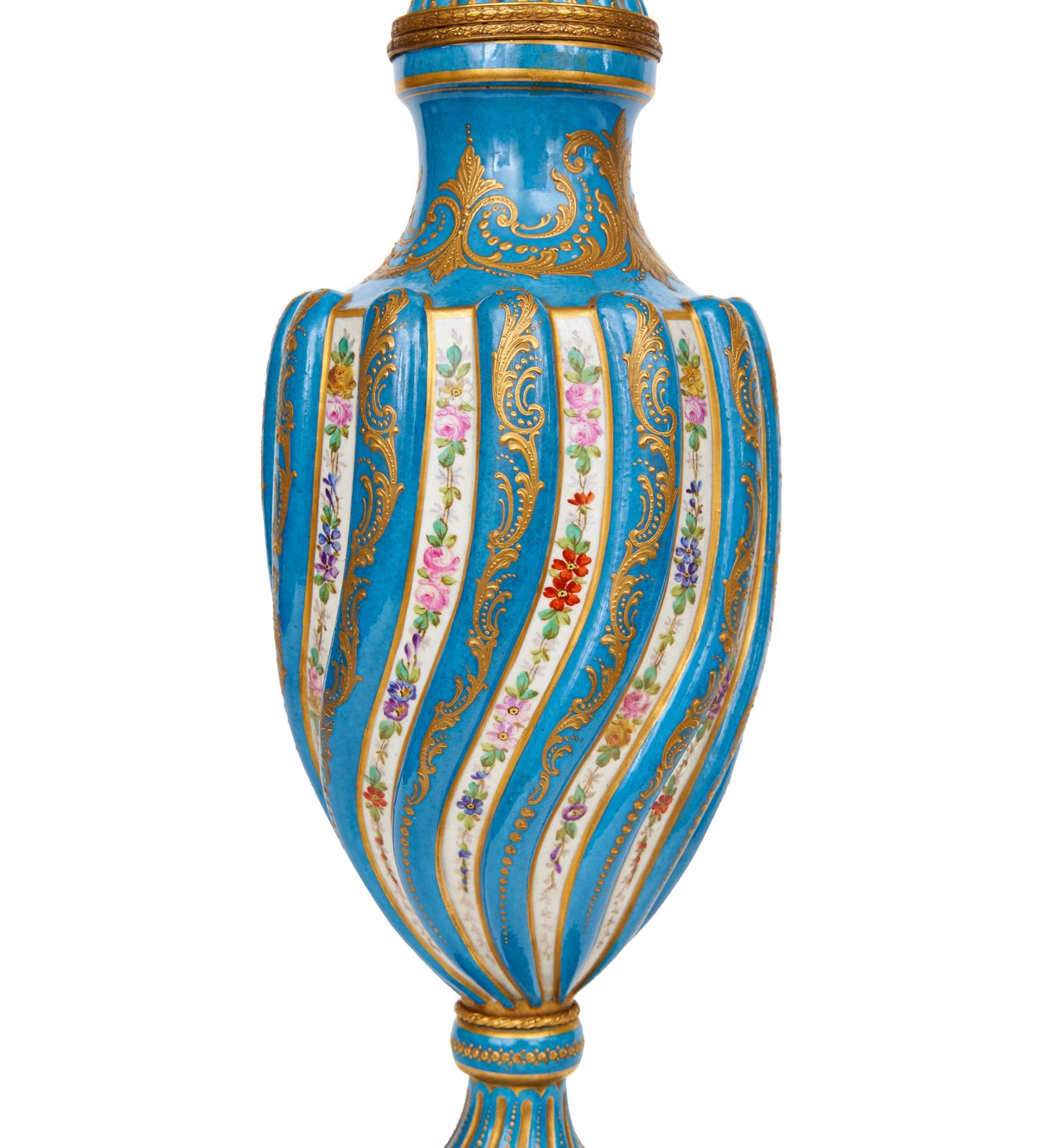 A 19th Century Sevres Style Porcelain Vase And Cover With Gilt Metal Mounted photo Home Decor