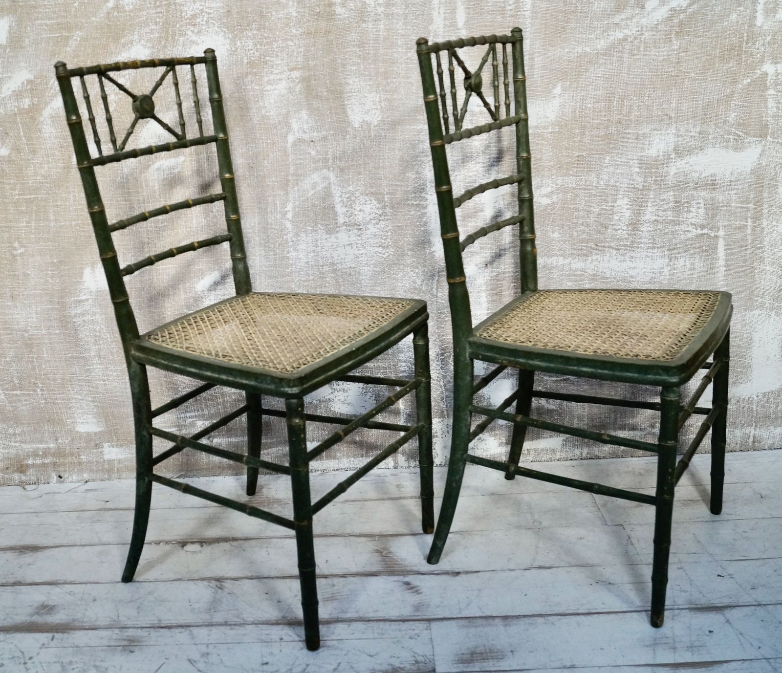 Antique French Napoleon III Faux Bamboo Opera Chairs photo furniture