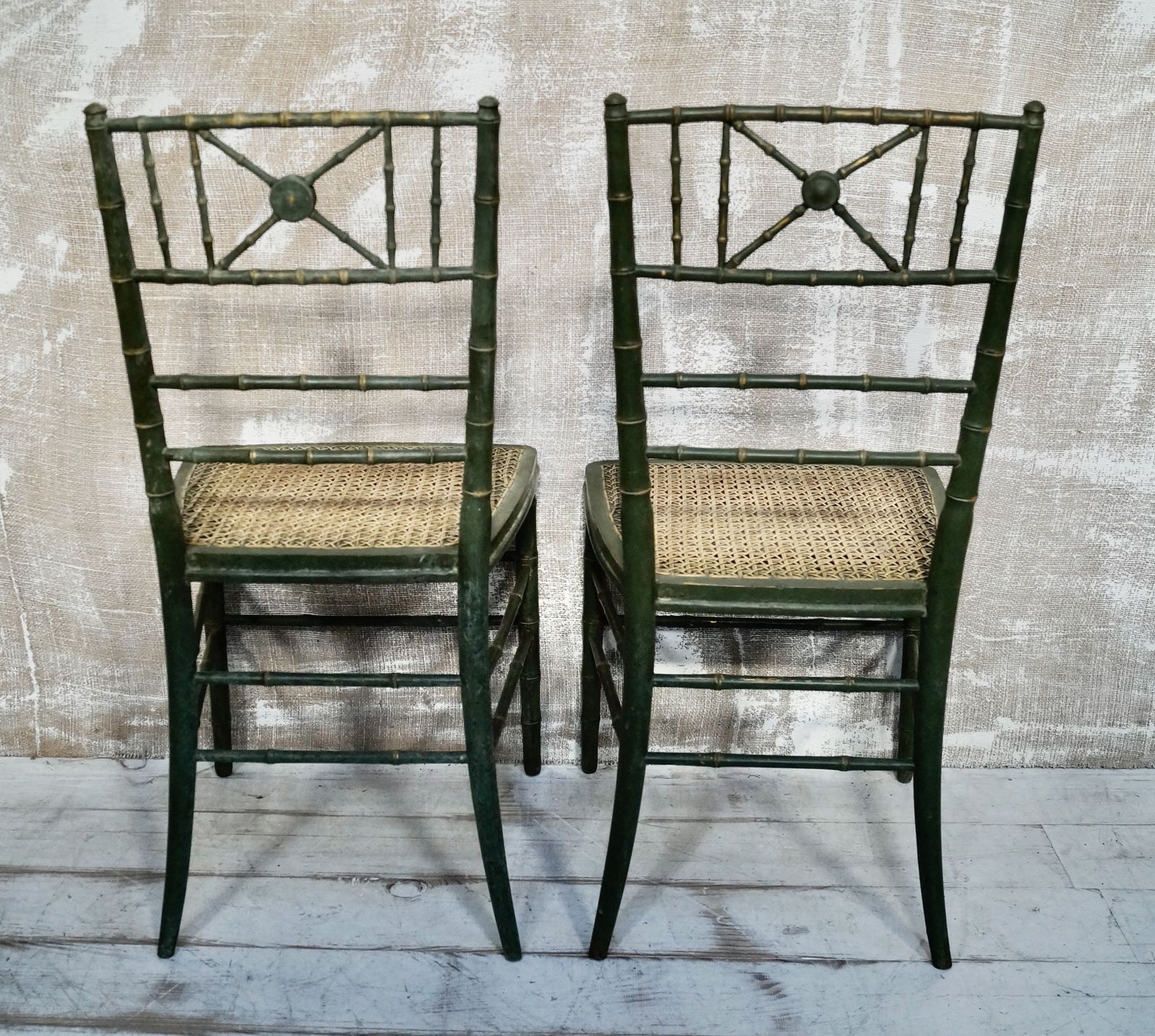 Antique French Napoleon III Faux Bamboo Opera Chairs photo for sale