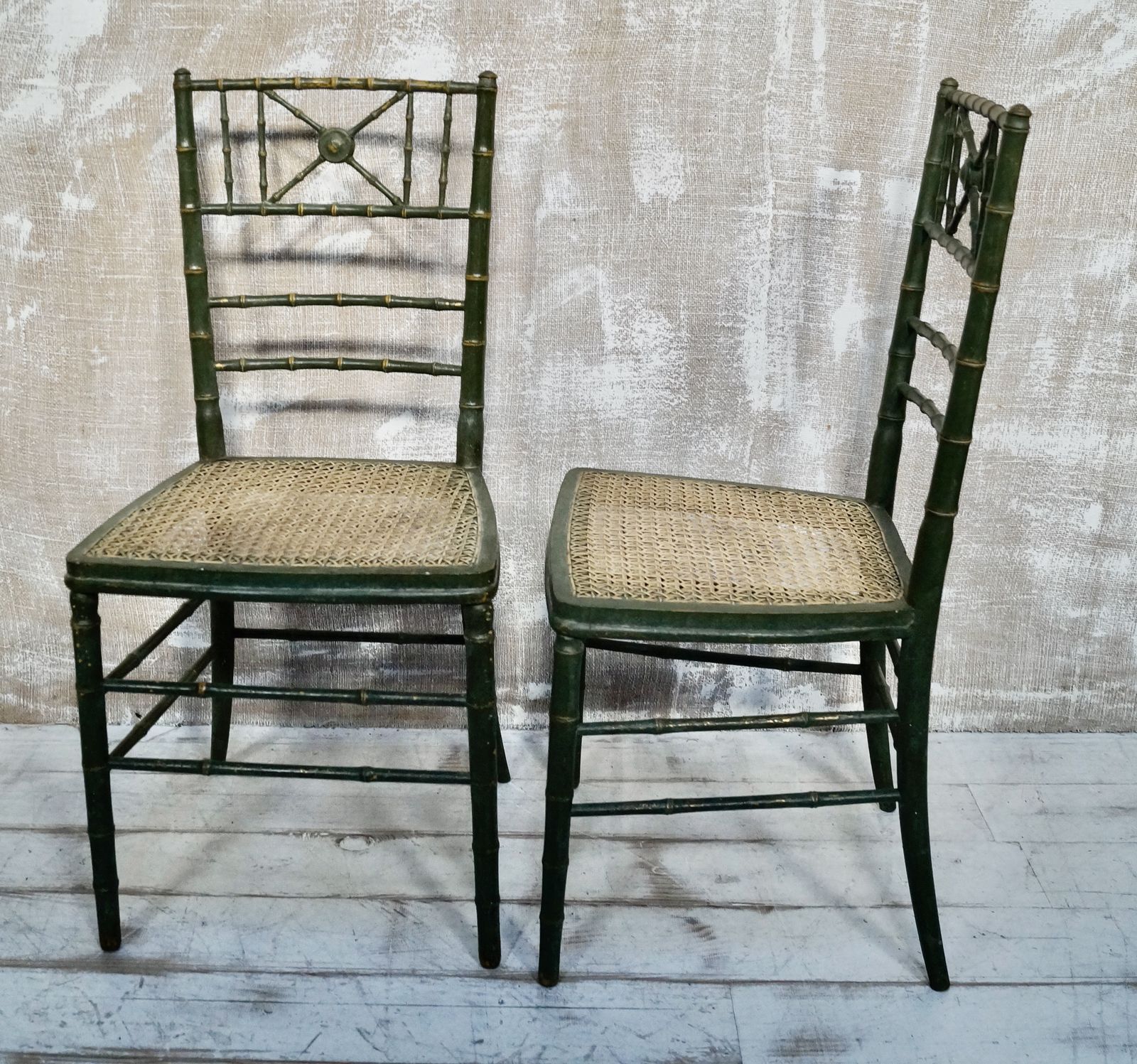 Antique French Napoleon III Faux Bamboo Opera Chairs photo buy