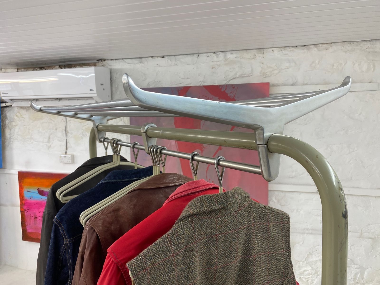 Mid Century Stand Clothes Rail Original By R W Bamforth & Co. Untouched Enamel photo for sale
