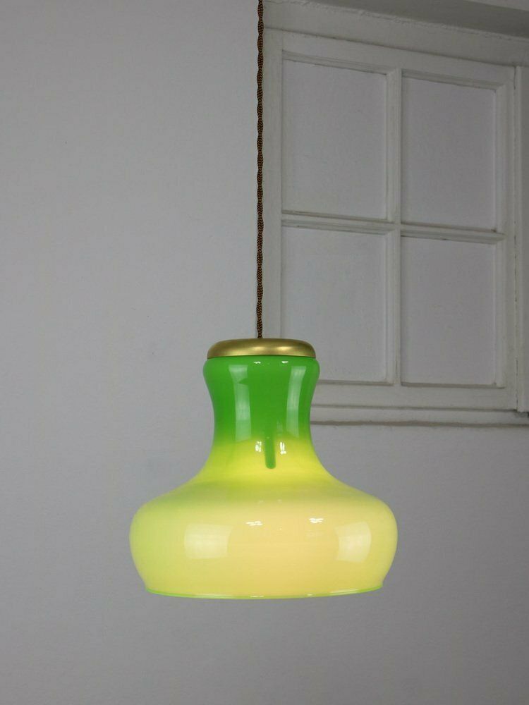 Large Mid Century Italian Brass And Glass Pendant Lamp photo 738.0