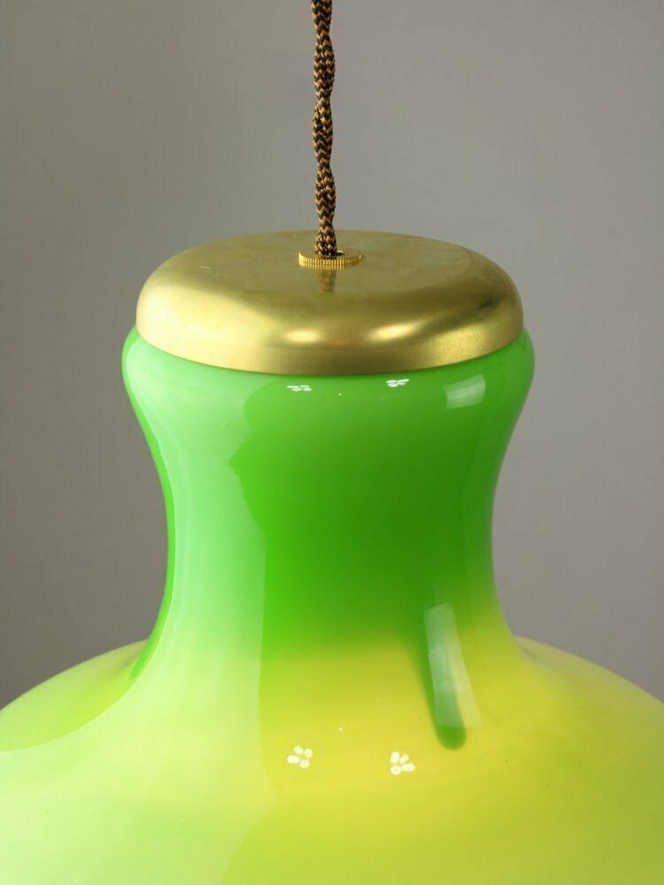 Large Mid Century Italian Brass And Glass Pendant Lamp photo buy