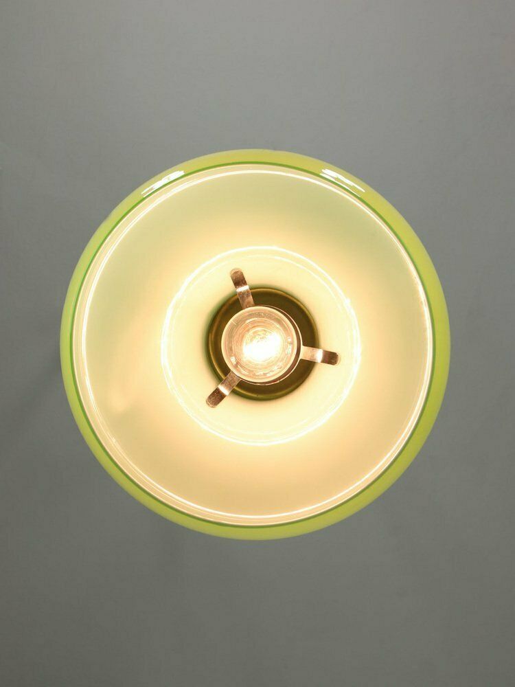 photo for sale Large Mid Century Italian Brass And Glass Pendant Lamp