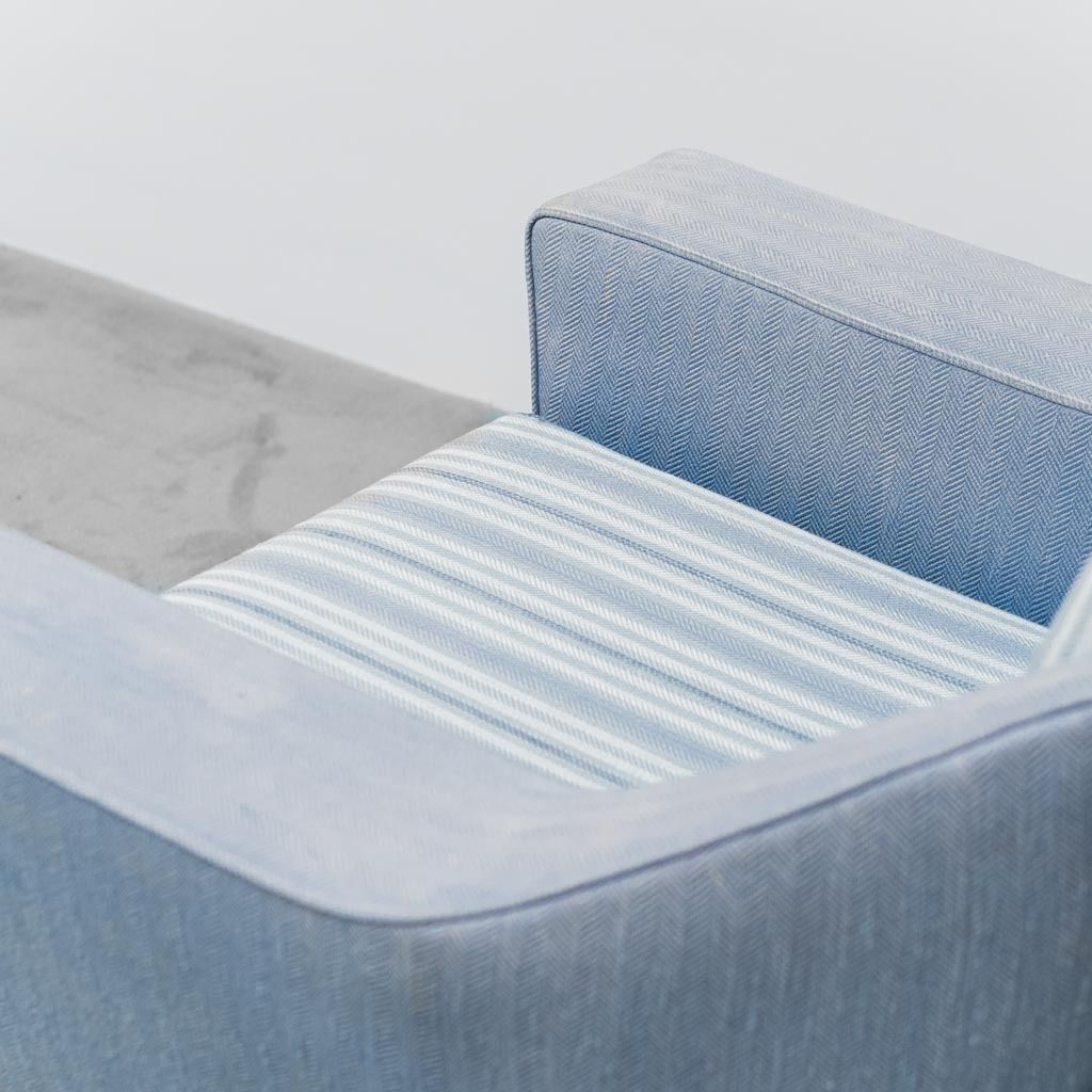 Armchair In Blue Wood Fabric From The 60s, Modern Vintage photo 854.26