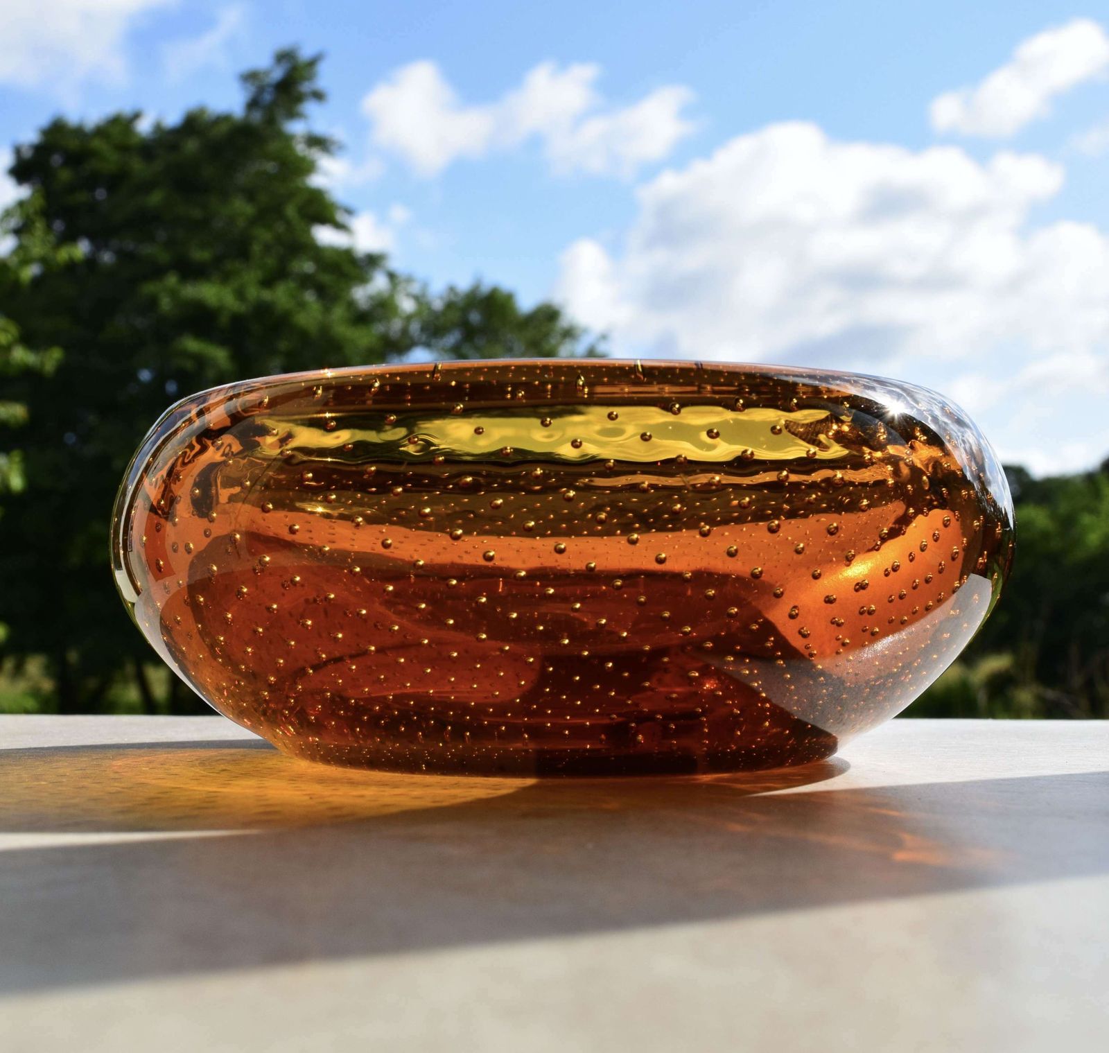 Murano Bullicante Amber Bowl In The Style Of Poli photo Home Decor