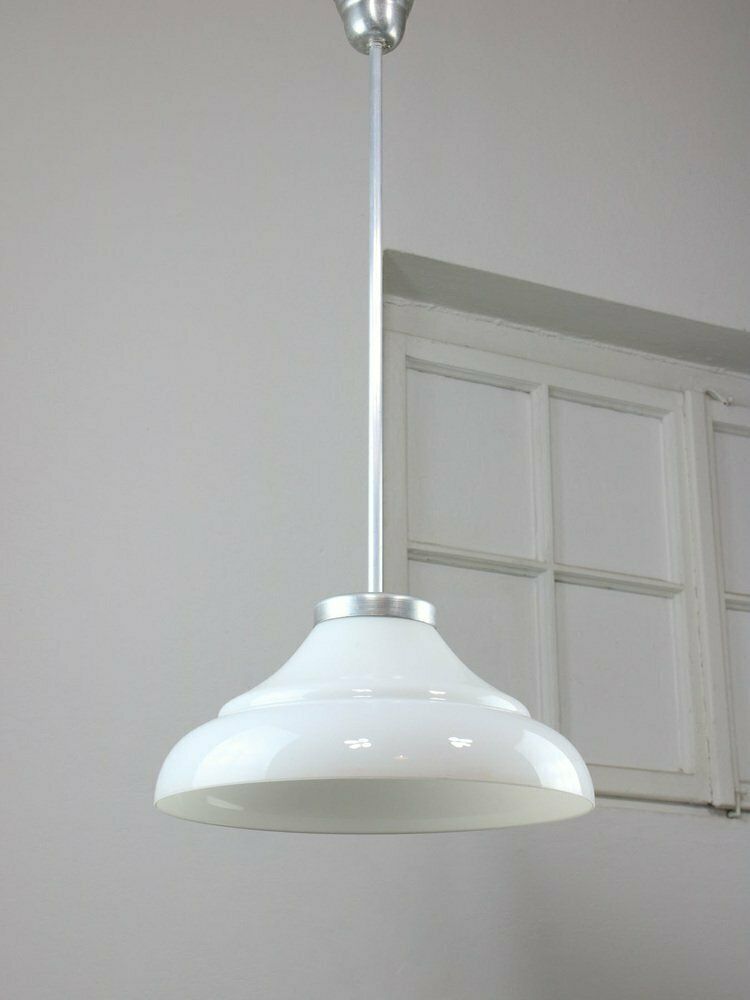Mid Century Italian Aluminum And Glass Pendant Lamp