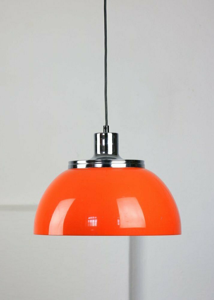 Space Age Orange Faro Pendant Lamp By Luigi Massoni For Guzzini, 1960s photo for sale