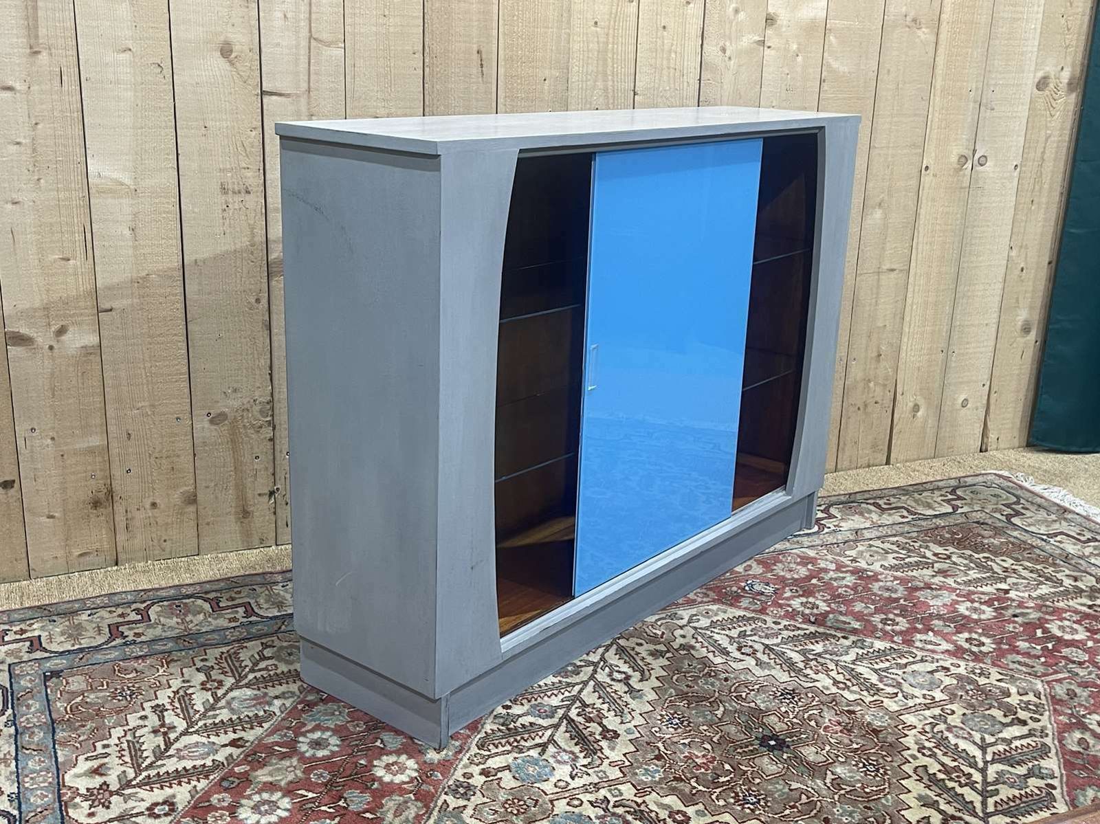 Painted Wooden Cabinet With Sliding Doors photo vinterior