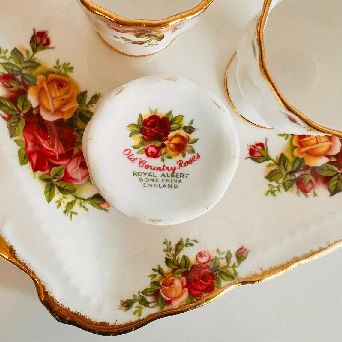 1st Quality Royal Albert Old Country Roses Made In England Set Of 6 Egg Cups Year 1960 photo vintage