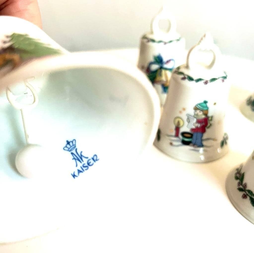 A Set Of 4 Christmas German Porcelain Christmas Bells/ Kaiser photo Home Decor