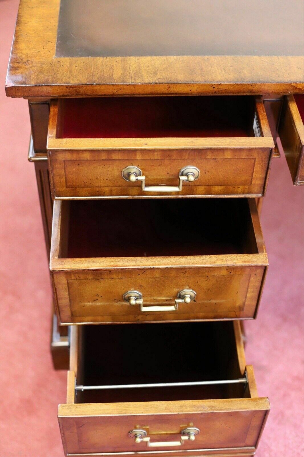 Brights Of Nettlebed, Stunning Double Side Flamed Mahogany Pedestal Desk photo Furniture