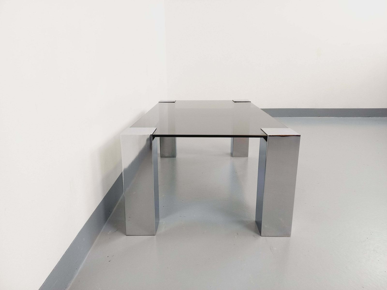 Table basse rectangulaire Willy Rizzo en verre fumé photo 1917.0