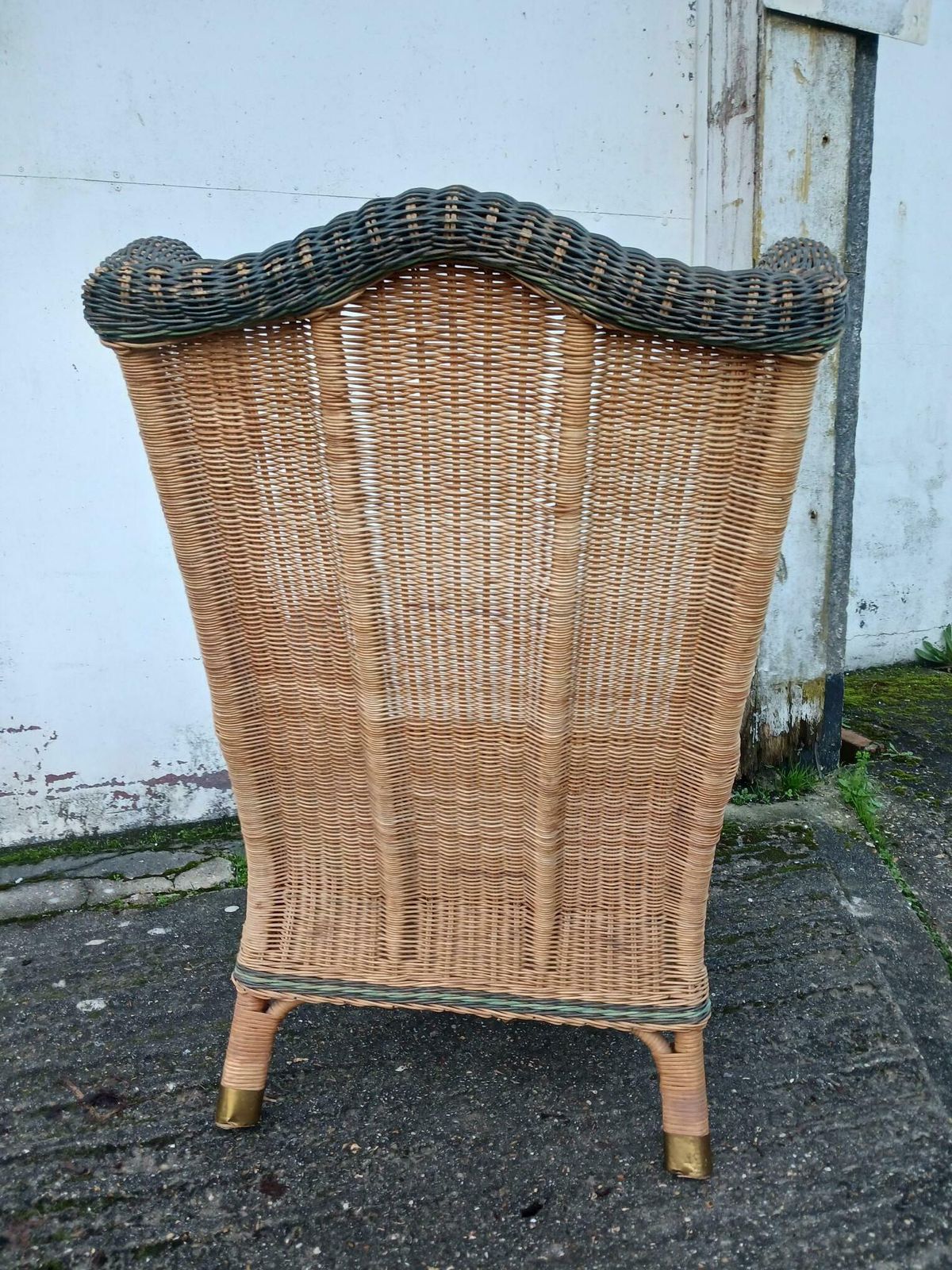 1980's Vintage Rattan Wing Arm Chair photo Furniture