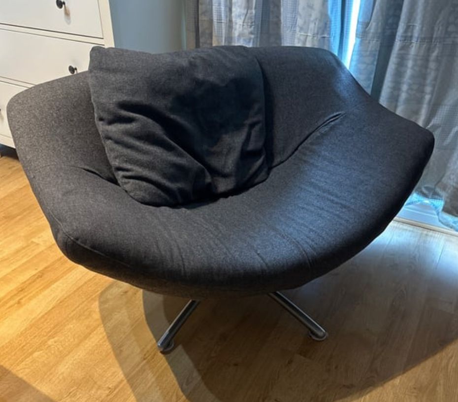 Heals Gerard Van Den Berg Grey Swivel Armchair photo for sale