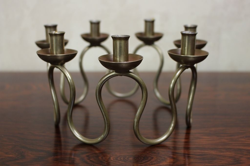 Swedish Brass Candleholder By Lars Holmstrom For Arvika