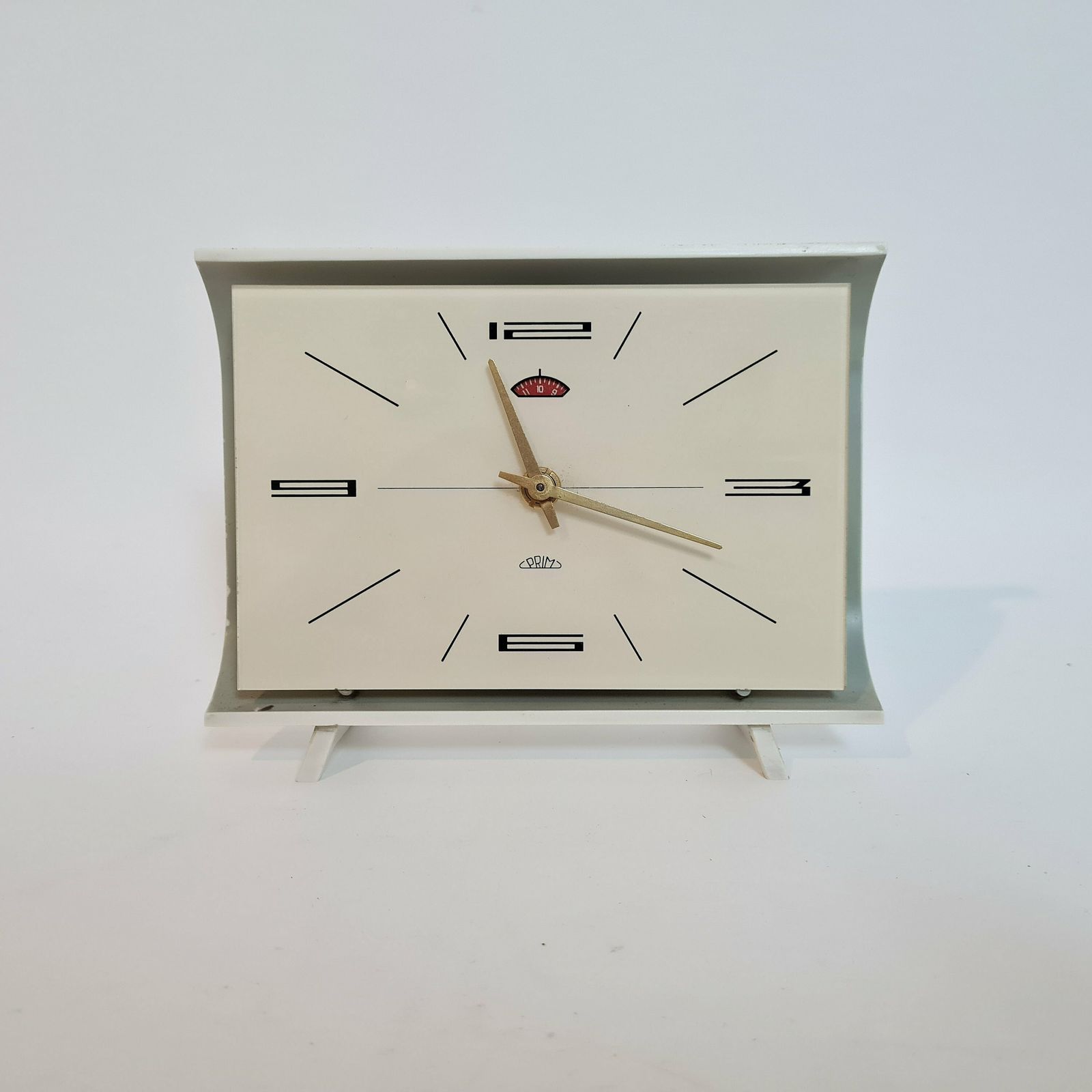 Vintage Rare Mechanical Alarm Clock Czechoslovakia Table Watch Decor Modern 1960s photo furniture
