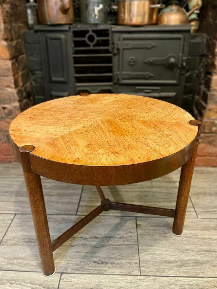 1950's Round Three Legged Drum Table In The Style Of Wormley For Dunbar photo furniture