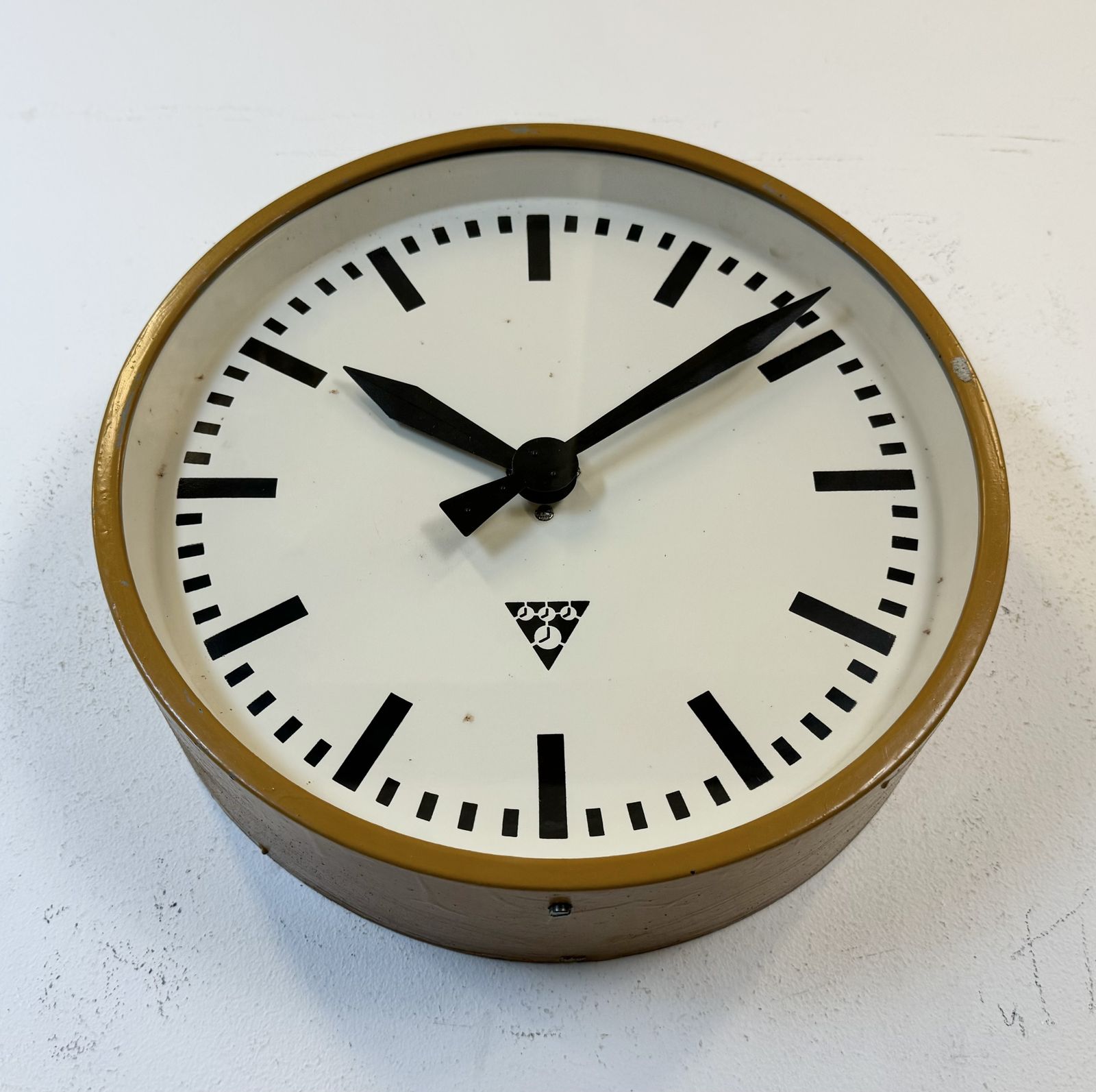 Beige Industrial Factory Wall Clock From Pragotron, 1960s photo 249.0