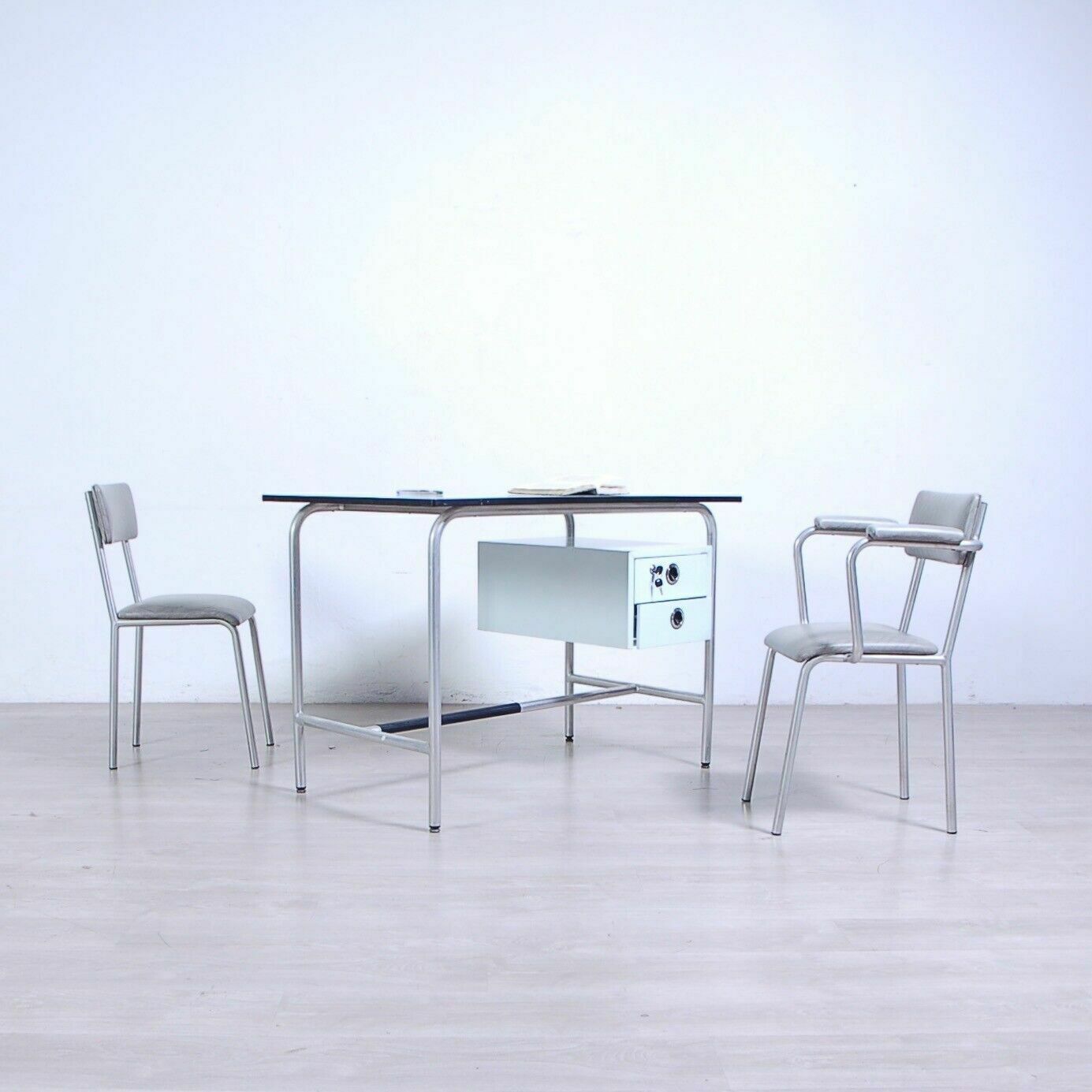 Vintage Medical Clinic Desk. Vintage 1960s Design Aluminum Table photo furniture