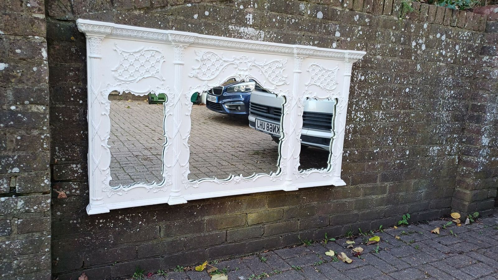 Huge Ornate Painted Victorian Over Mantel Mantle Mirror. photo furniture