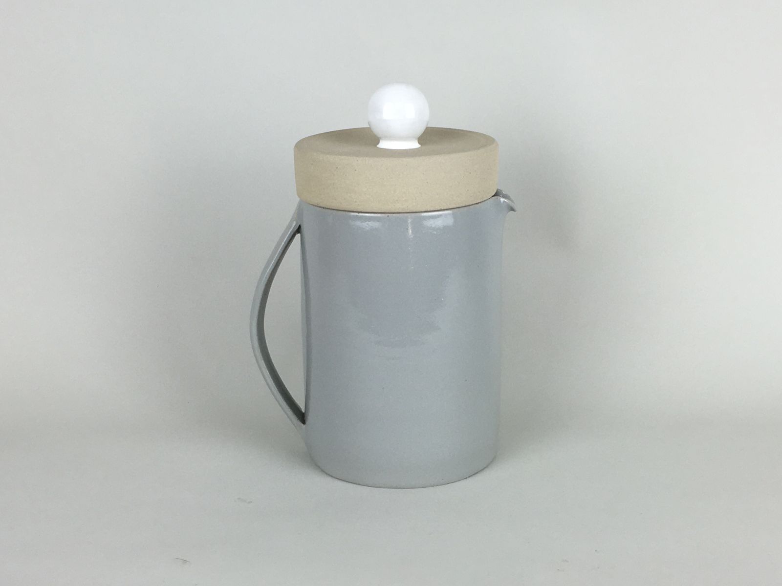 Handmade Stoneware Pottery From France. Large Teapot In Smoke Grey photo furniture