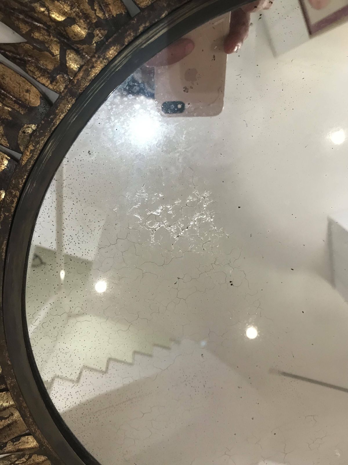 Sun Mirror Decorated With Golden Leaves, Circa 1950. photo Home Decor