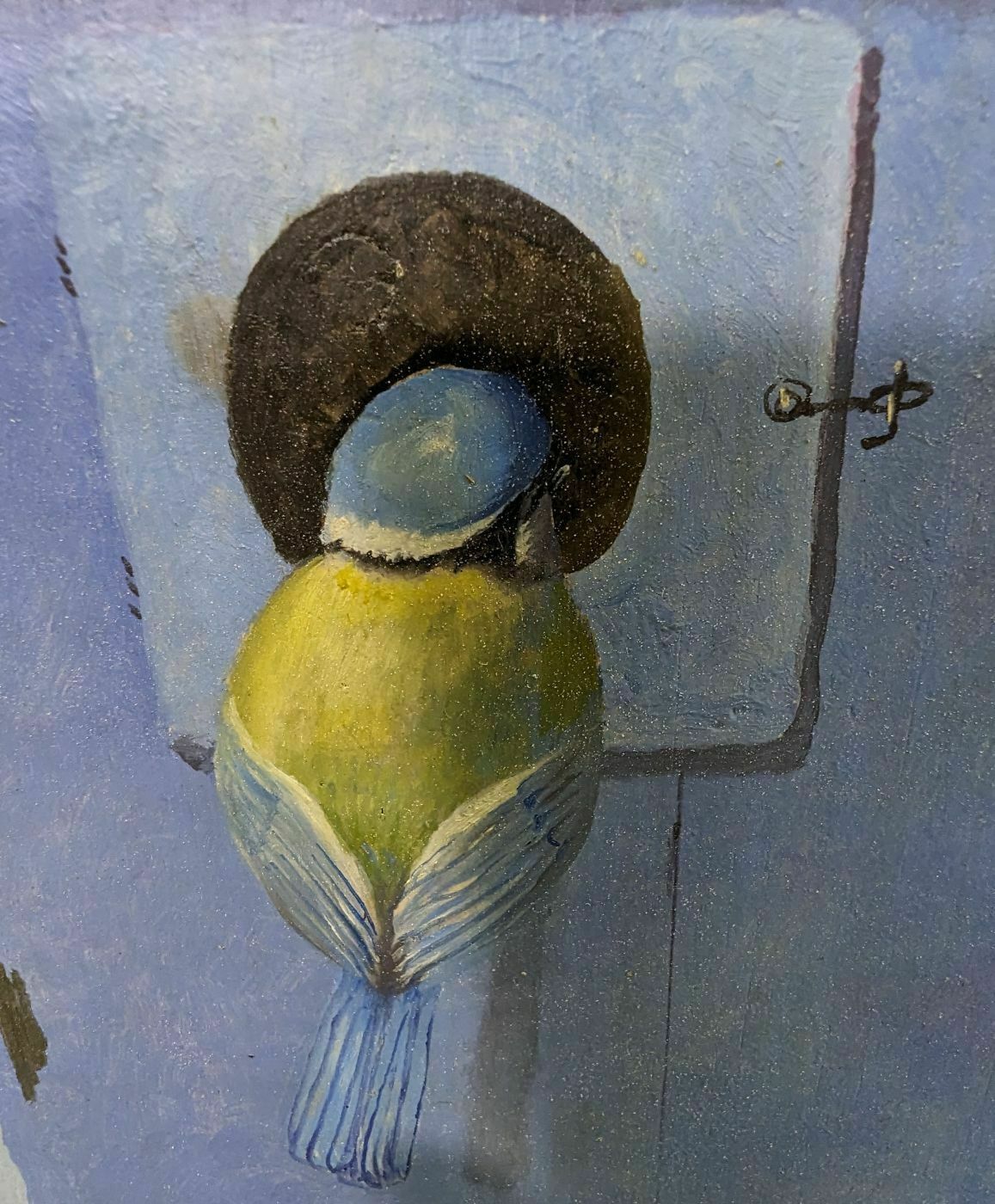 Blue Tit Animal Painting French School Philippe Lazare 20th Century photo Art