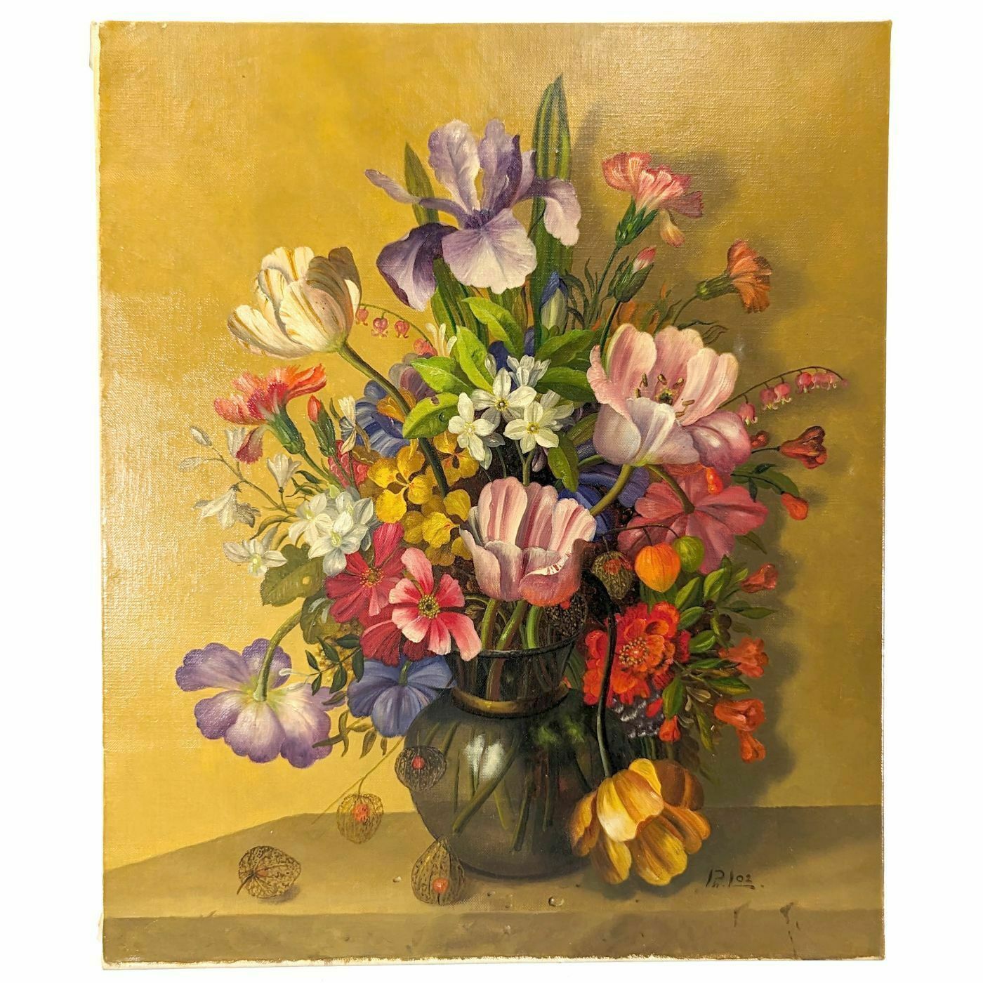 Still Life With Tulips And Japanese Irises French School Philippe Lazare 20th Century