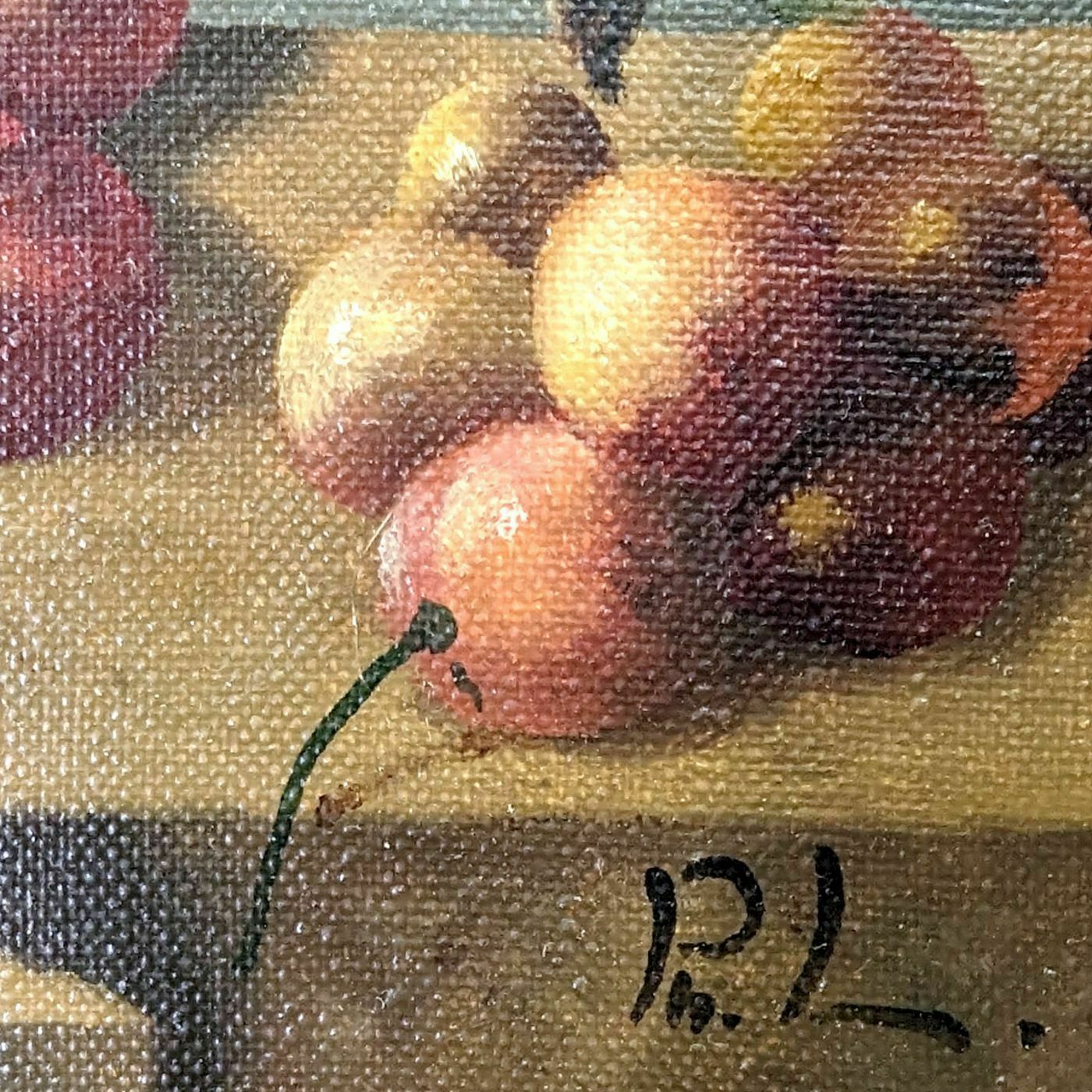 Still Life With Cherries French School Philippe Lazare 20th Century photo 325.0