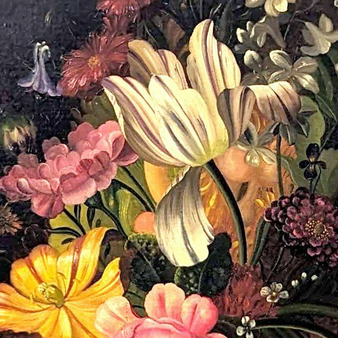 674.0 Still Life With Tulips And Crow French School Philippe Lazare 20th Century photo