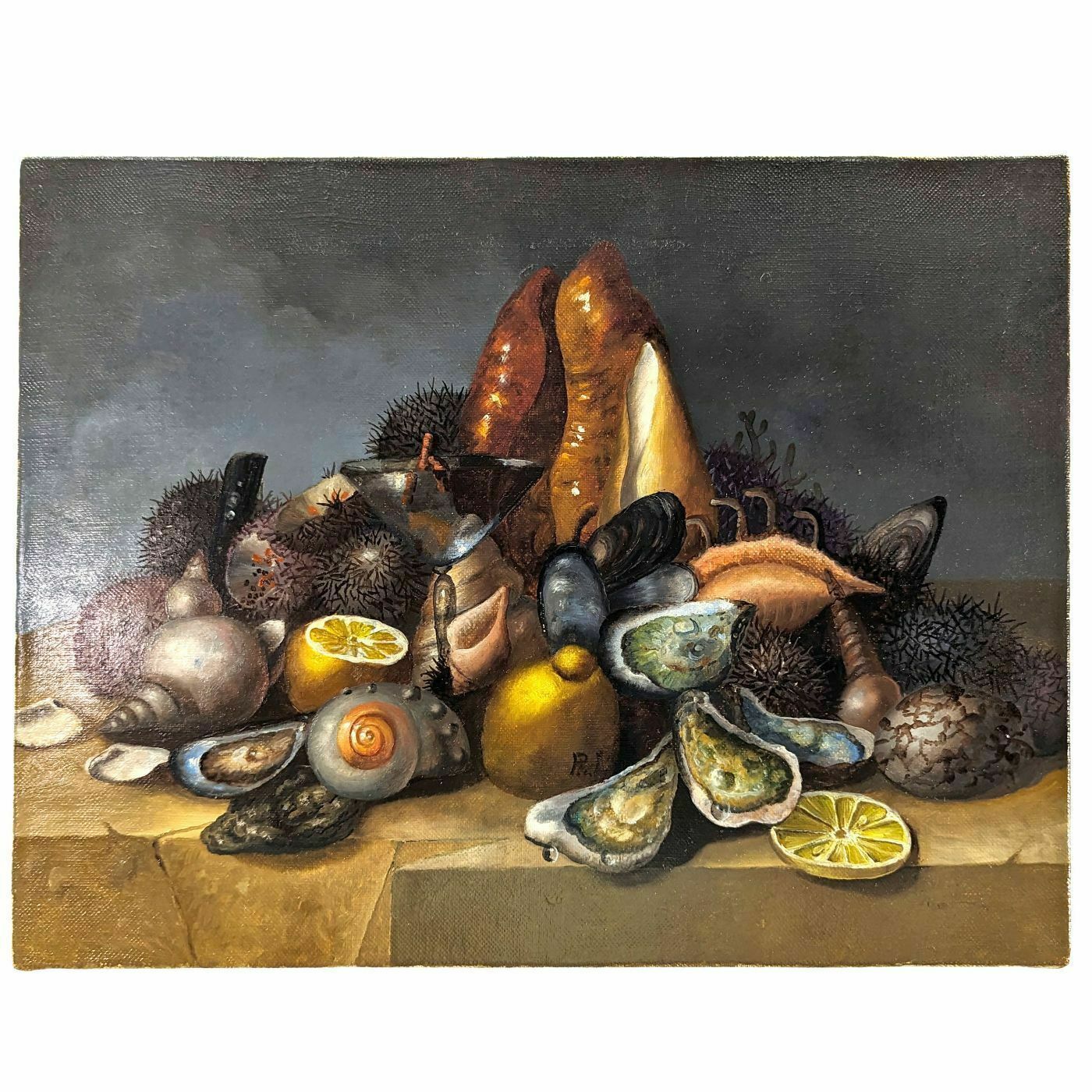 Still Life With Seafood French School Philippe Lazare 20th Century