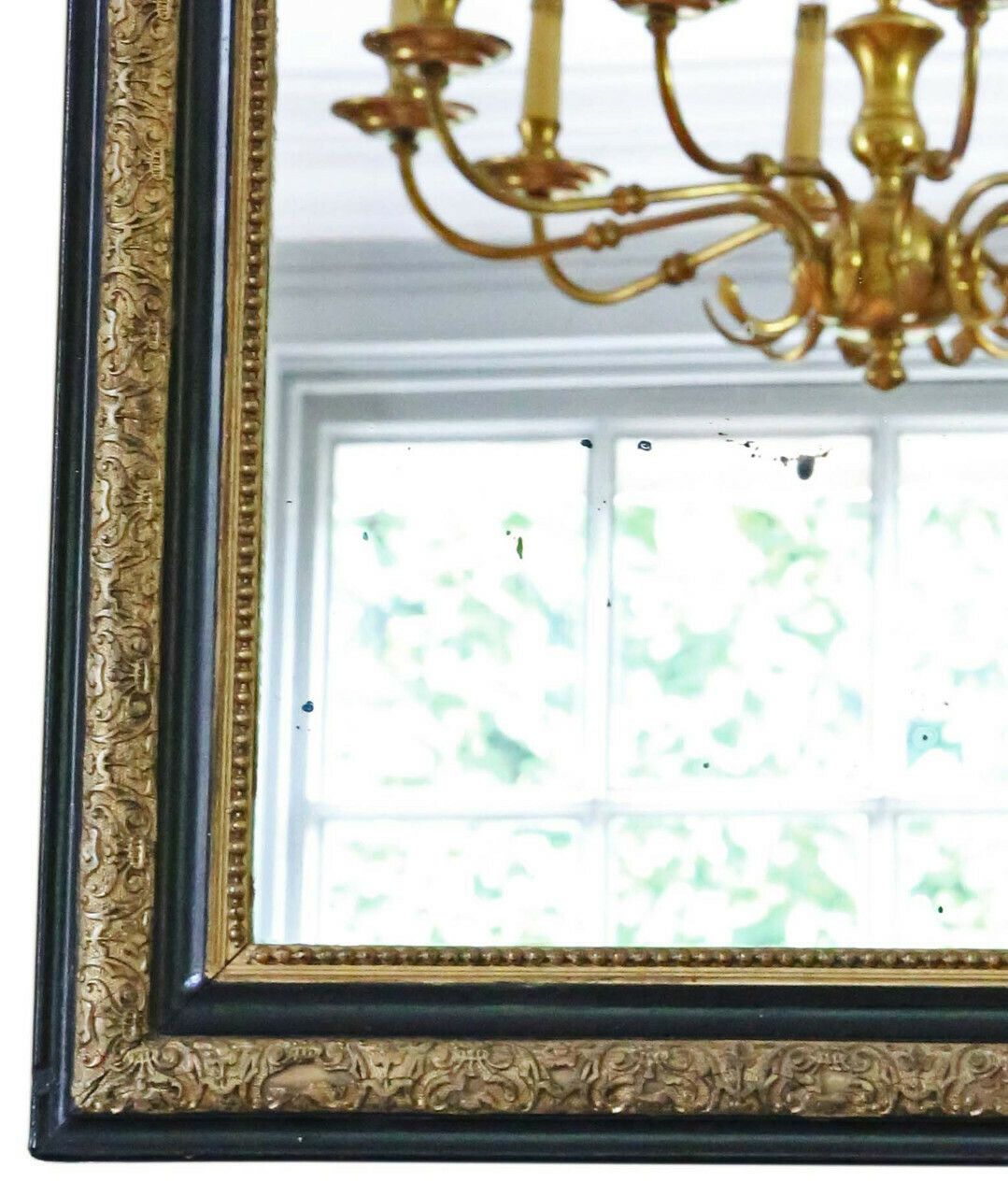 Antique Large Quality Ebonised And Gilt Overmantle Wall Mirror 19th Century photo 1495.0