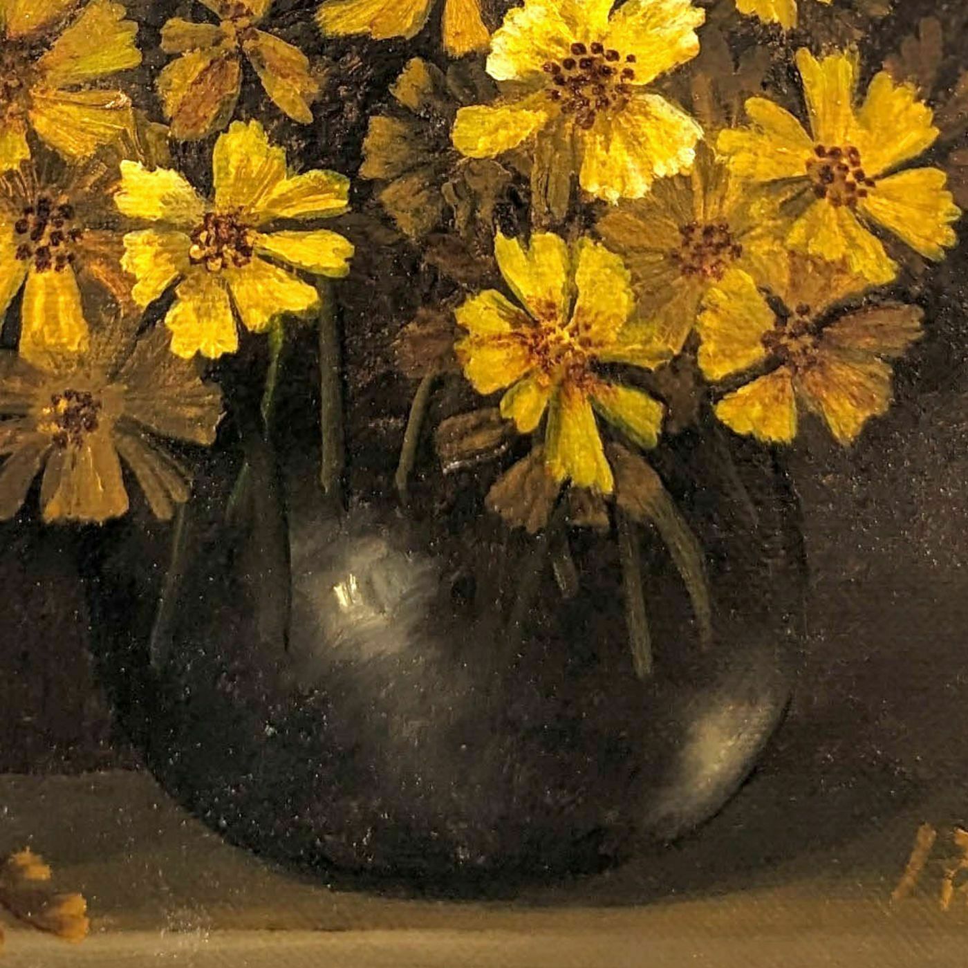 Still Life With Yellow Buttercups French School Philippe Lazare 20th Century photo furniture