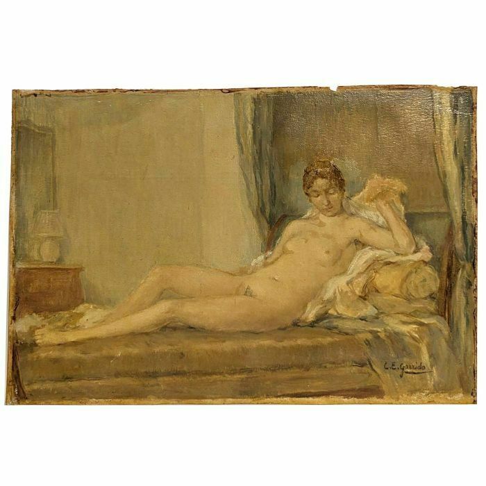 Louis Edouard Garrido Oil On Paper Nude Woman