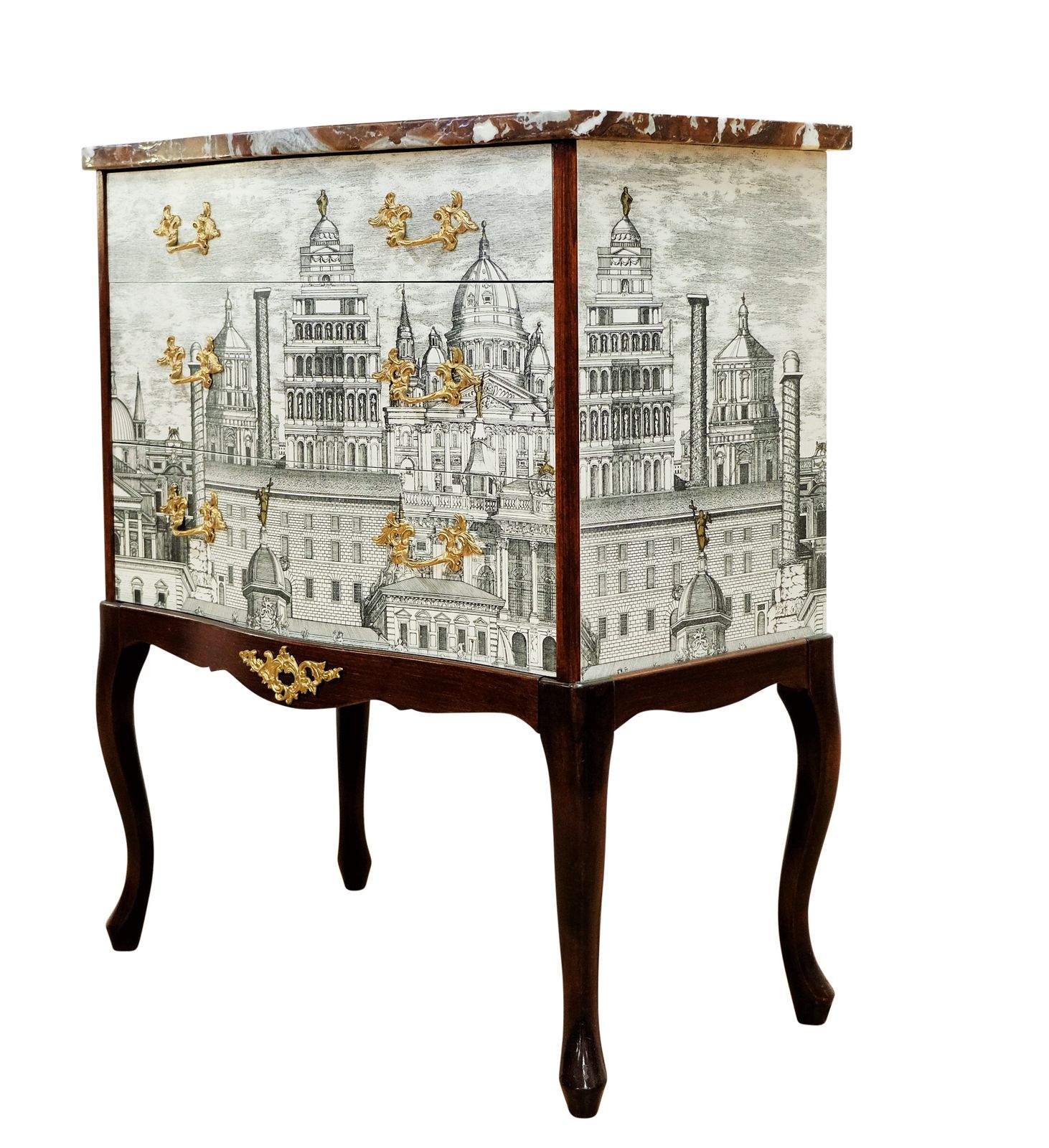 Fornasetti Design Two Drawer Chest With Marble Top photo furniture