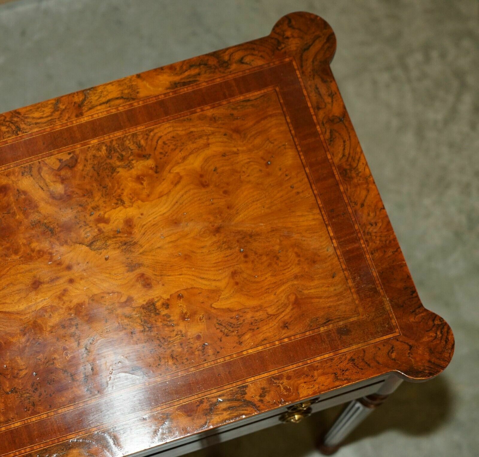 2350.0 Exquisite Circa 1920 Burr Elm & Satinwood French Polished Restored Console Table photo