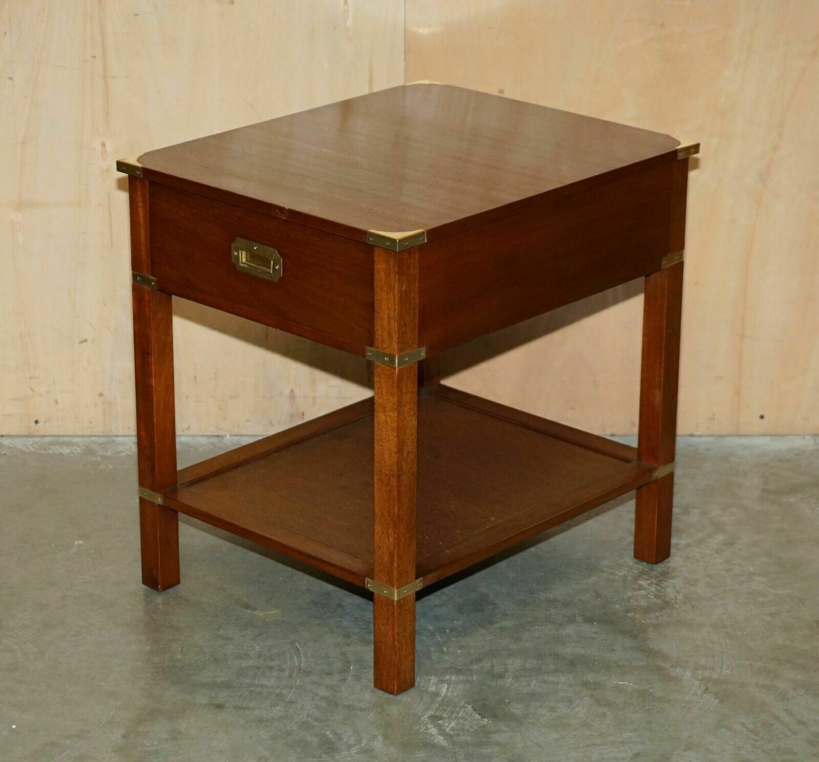 Pair Of Fully Restored Harrods London Military Campaign Single Drawer Side Table photo furniture