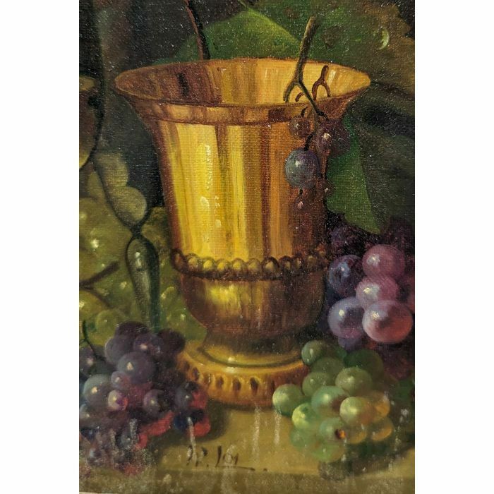 Still Life With Grapes And Glass Of Wine French School Philippe Lazare 20th Century photo for sale