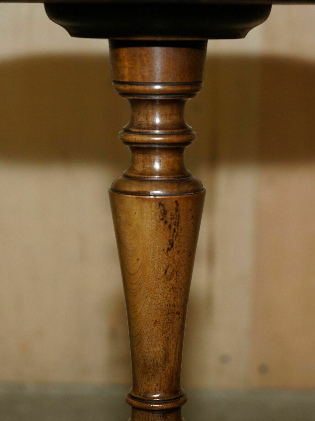 photo for sale Fully Restored Antique Charles Tozer Oyster Mahogany Tripod Side End Lamp Table