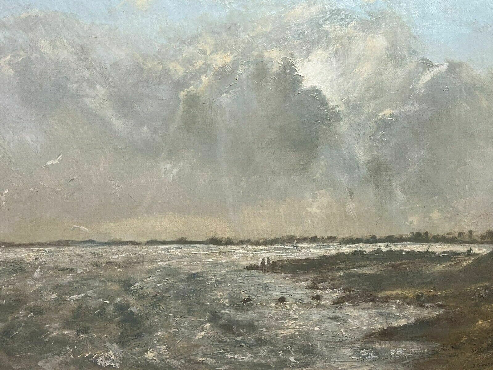 Contemporary Art British School Jill Grinstead Coastal Scene Oil Painting photo Art